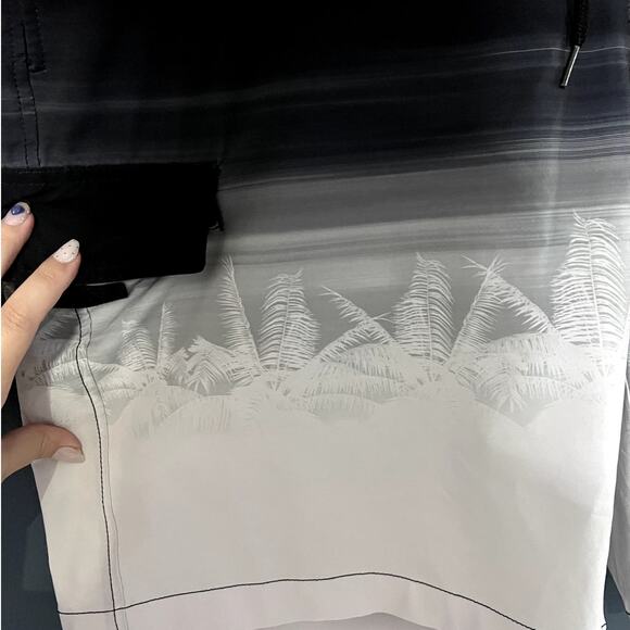 Mens💪 Sonoma Tropical Trees Design Black and white Swim Trunks size XXL - Picture 6 of 10